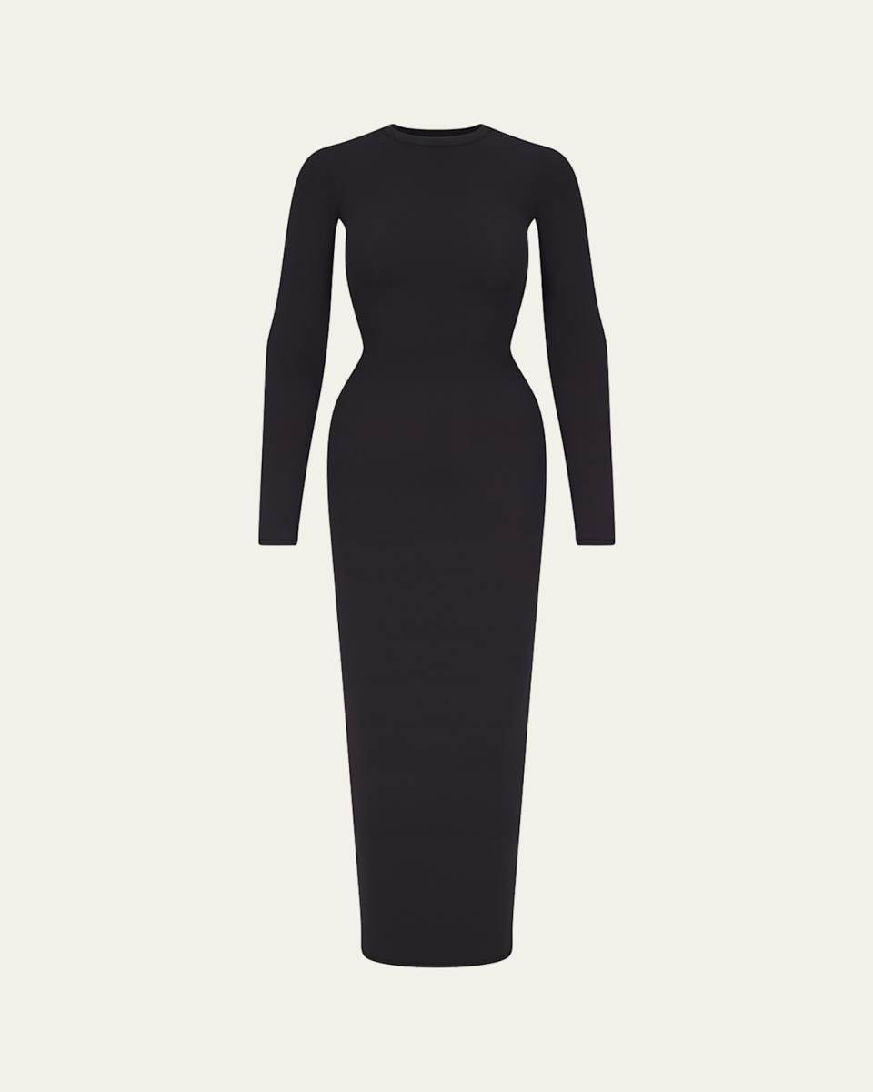 Fits Everybody Long-Sleeve Crewneck Maxi Dress